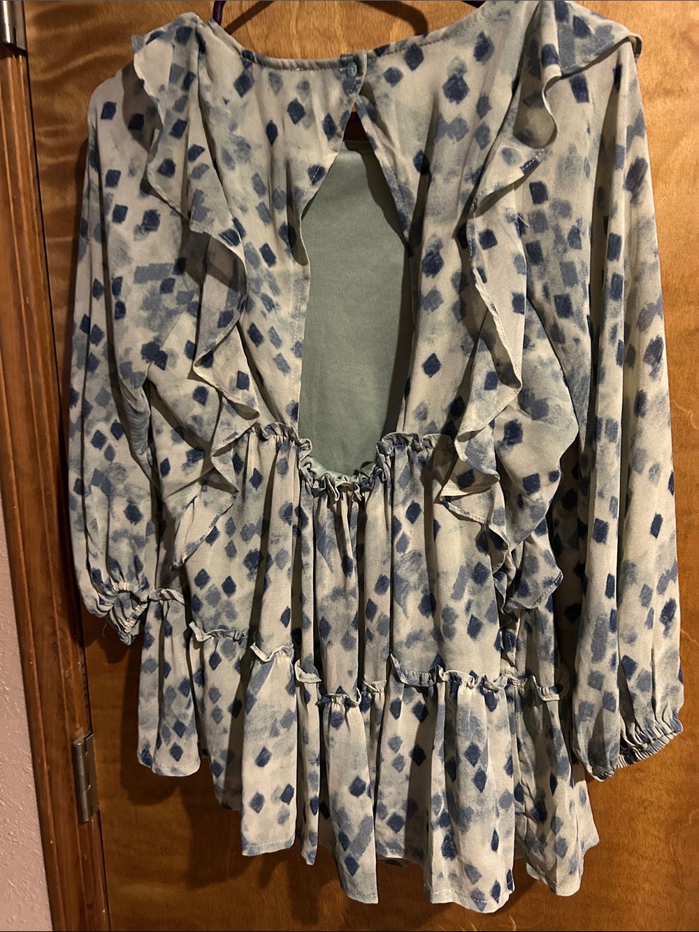 Blue Printed Ruffle Tiered Top - Excellent Condition. - Picture 5 of 6